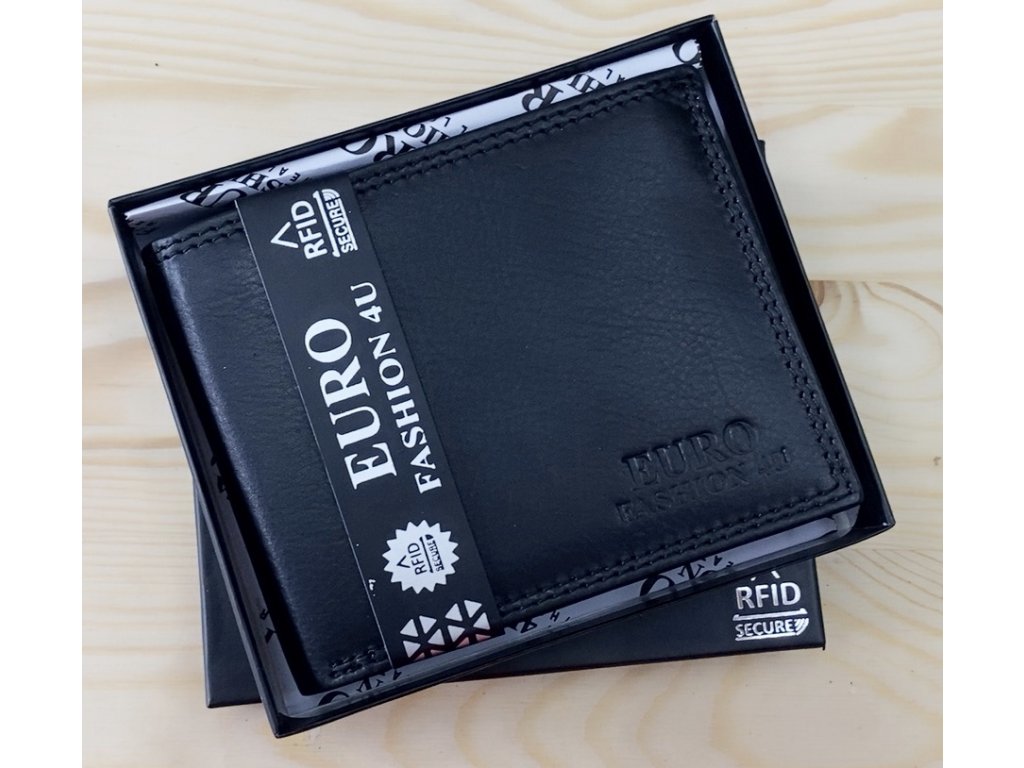 Pánská kožená peněženka Euro Fashion black rfid secure