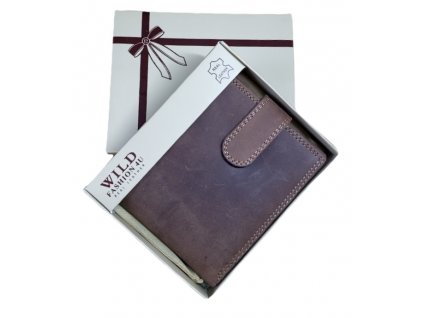 Pánská kožená peněženka s přezkou Wild Fashion4u tan- 304-L
