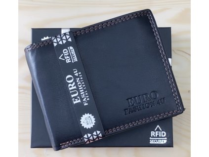 Pánská kožená peněženka Euro Fashion black (RFID secure)