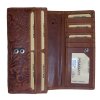 Dámská kožená peněženka s květinovým designem, barva kaštanová