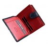 Tmavě modrá a červená dámská kožená peněženka se zápinkou