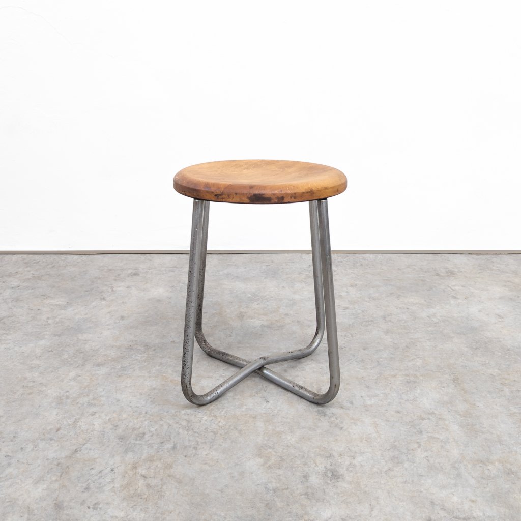 Bauhaus tubular steel stool by Karel Ort for Gottwald