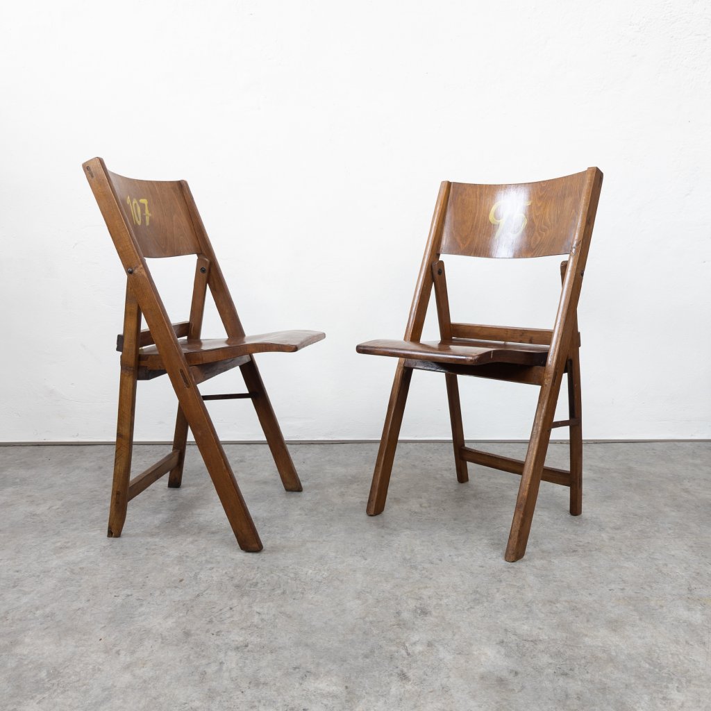 Vintage Thonet folding cinema chairs
