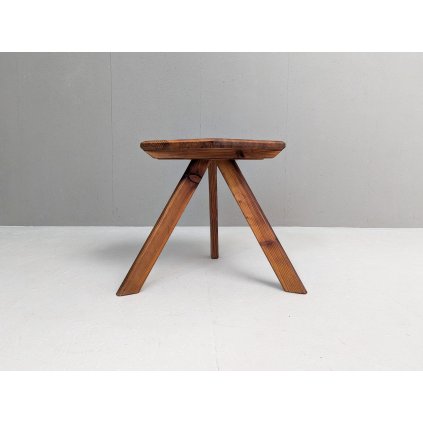 Hexagonal Pine Side Table in the Style of Pierre Chapo