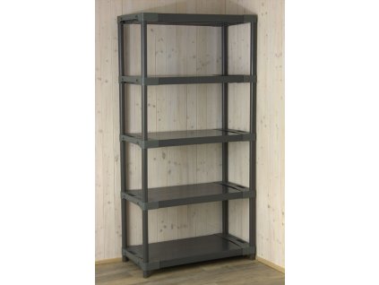 Plastový regál Jupiter s 5 policemi, šedý, 180x60x46 cm 01