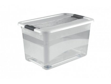 Plastový box Crystal 52 l, průhledný, na kolečkách, 59,5x39,5x35 cm 01
