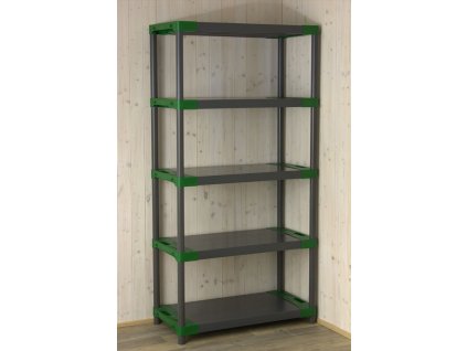 Plastový regál Jupiter s 5 policemi, šedozelený, 180x60x46 cm 01