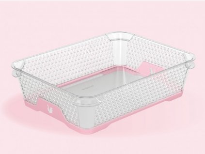 Plastový košík Jonas s protiskluzovým dnem, A5, růžový, 26,5x20x7 cm