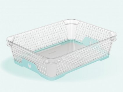 Plastový košík Jonas s protiskluzovým dnem, A5, modrý, 26,5x20x7 cm