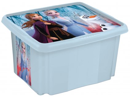 Plastový box Frozen, 24 l, světle modrý s víkem, 42,5 x 35,5 x 22,5 cm