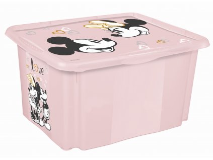 Plastový box Minnie, 15 l, světle růžová s víkem, 38 x 28,5 x 20,5 cm