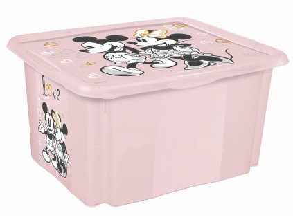 Plastový box Minnie, 24 l, světle růžová s víkem, 42,5 x 35,5 x 22,5 cm