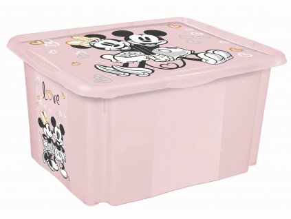 Plastový box Minnie, 30 l, světle růžová s víkem, 45 x 35 x 27 cm