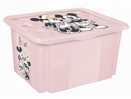 Plastový box Minnie, 45 l, světle růžová s víkem, 55,5 x 40 x 30 cm