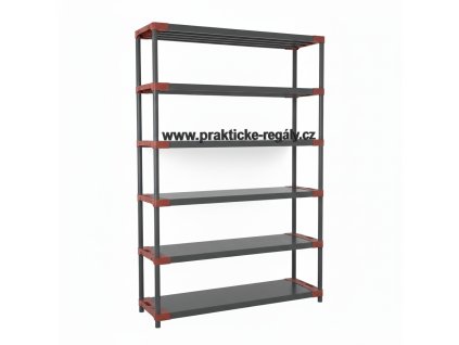 Plastový regál 6 polic červený 1