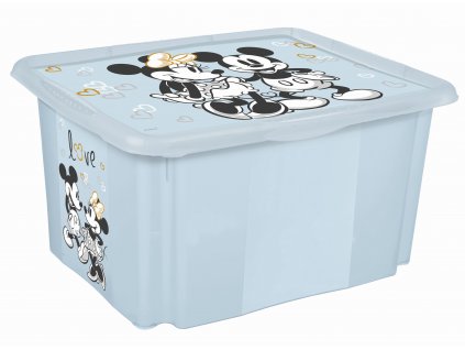 Plastový box Mickey, 45 l, světle modrý s víkem , 55,5 x 40 x 30 cm