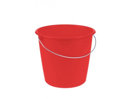 Kbelík s kovovou rukojetí, červený, 10l