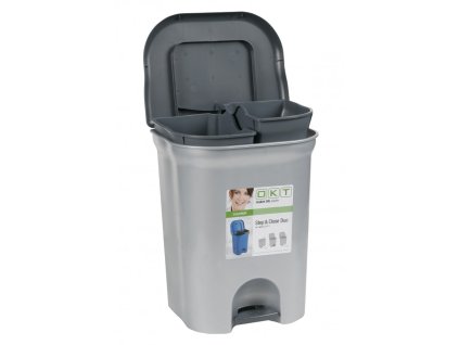 Odpadkový koš Step&Close DUO 2 x 11 l, stříbrný
