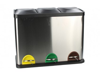 Nášlapný odpadkový koš 3 x 15 l, stříbrný 01