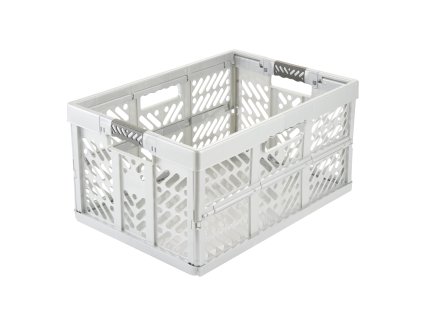 Plastový skládací box, velký, šedo bílý, 54x37x28 cm 01