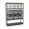 Plastový regál Jupiter s 5 policemi, šedočervený, 180x100x46 cm