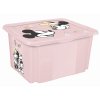 Plastový box Minnie, 15 l, světle růžová s víkem, 38 x 28,5 x 20,5 cm