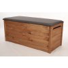 DŘEVĚNÁ ÚLOŽNÁ TRUHLA S POLSTROVÁNÍM, PALISANDR 270L, 51x115x52 cm