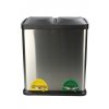 Nerezový nášlapný odpadkový koš na tříděný odpad 2 x 15 l, stříbrný 01