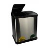 Nerezový nášlapný odpadkový koš na tříděný odpad 2 x 15 l, stříbrný 03