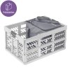 Plastový skládací box, velký, šedo bílý, 54x37x28 cm 02