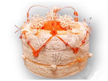 Dárkový dort z froté - Kokosová romance