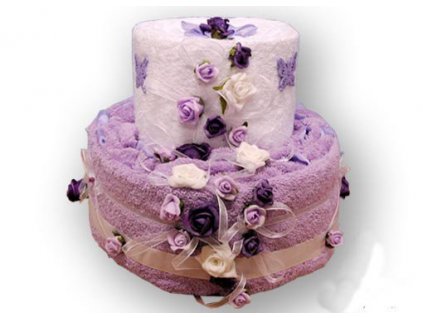 Dárkový dort z froté - Růžičky v peřince