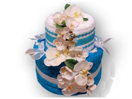 Dárkový dort z froté - Zamilovaná orchidej