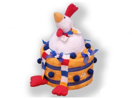 Dárkový dort z froté - Pyšná slepice