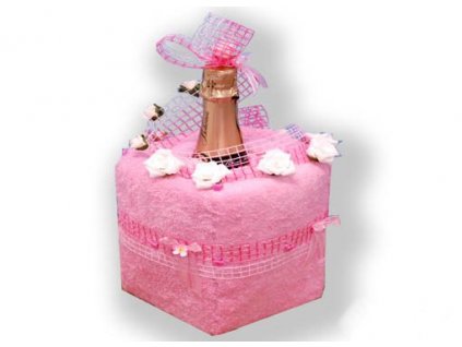Dárkový dort z froté - Růžový přípitek