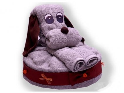 Dárkový dort z froté - Dortíkový pejsek