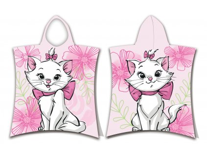 Pončo s kapucňou DISNEY MARIE CAT PINK FLOWER