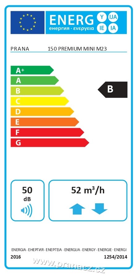 rekuperator prana energeticky stitek