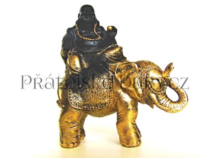 Slon zlatý / Buddha s perlou 14cm