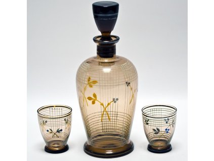 Skleněná retro Karfa na Whisky s uzávěrem a panákem 0,7l