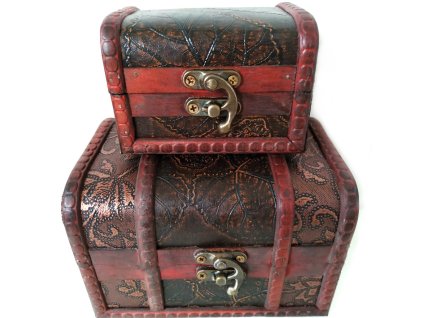Truhla set 2x Truhlička Orient Dřevo/Kůže