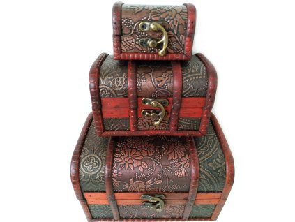 Truhla set 3x Truhlička Orient 10 Dřevo/Kůže