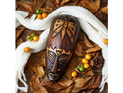 Etno Maska 4 motýl / Dřevo 20 cm