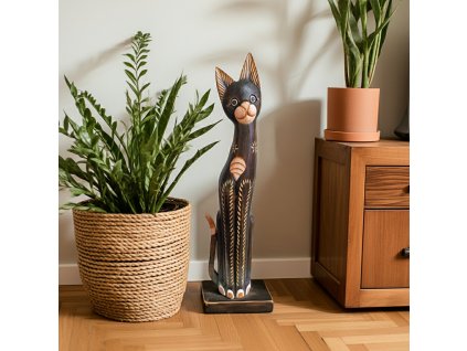 Kočka 16 Socha XL Dřevo 80 cm