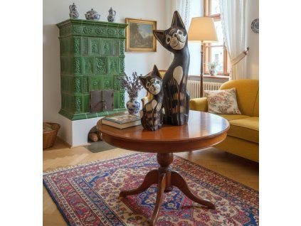 Kočka 2 x Socha Sada 4 Dřevo 25cm