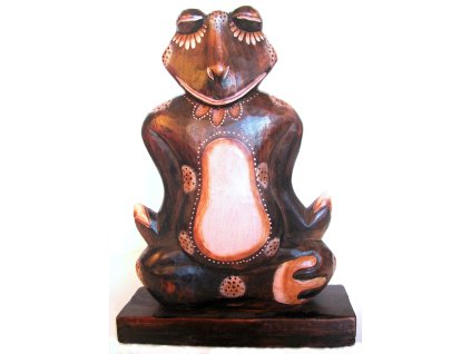 Žába / Žabák 2 dřevěná Socha Meditace 33cm