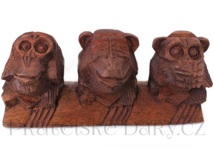 nevidím neslyším nemluvím 3 Opičky / sada Dřevo 20cm