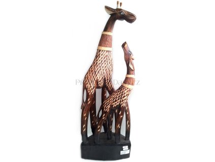 Žirafa Socha matka a mládě 1 / Dřevo 40cm