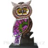 Sova zdobená socha mozaika / Dřevo 32 cm