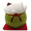 Kočka Štěstí Maneki Neko rolnička / zelená Keramika